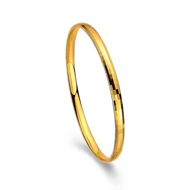 Fashion Sand Gold Women's Bangle 18K Gold Plated Retro Trendy Wedding Ancient Method Plain Loop Closed