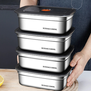 Lonchera de Acero Inoxidable 410 de Grado Alimenticio, Libre de BPA, Contenedor para Almacenamiento de Alimentos, Caja Cuadrada para Conservación de Alimentos - Product Image 1