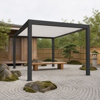 Pergola à lames rétractables 180°, toit pliant motorisé, drainage par gouttière dissimulée, auvent extérieur pour jardin et terrasse