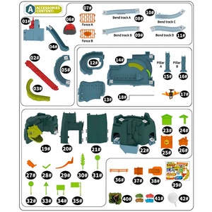 Samtoycn Escalada Eléctrica Volcán Deslizante Erupción Railcar Slot Car Vehicle Race Play Set Dinosaur Adventure con 8 Mini Cars - Product Image 6