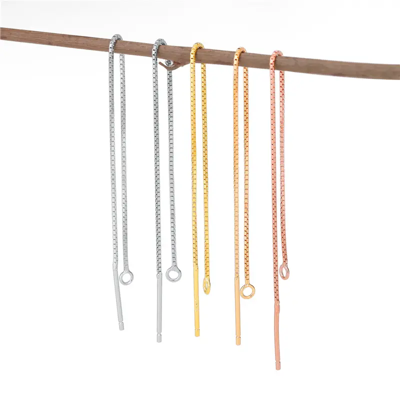 925 Sterling Silver Tassel Threader Drop Earrings Long Chain Ear Line