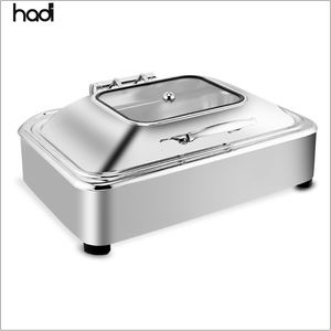 Calentador de <span class=keywords><strong>buffet</strong></span> para restaurante de Hotel, plato de frotamiento de acero inoxidable, tapa de vidrio de inducción, eléctrico hidráulico para catering, uso de bistró - Product Image 3