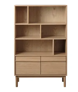 2024热销书柜天然橡木，地板储物柜独立式木制展示书柜侧面装饰家具，