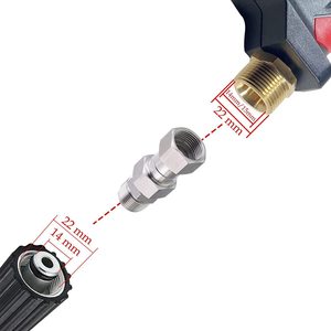 Adaptateur de tuyau de nettoyeur haute pression M22 14, connecteur à filetage métallique pour pistolet à eau de lavage de voiture, joint anti-pliure - Product Image 1