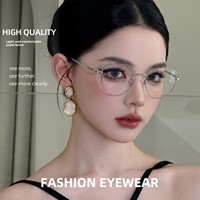 35069 Montures de lunettes œil-de-chat unisexe en alliage, à monture complète, avec branches flexibles, design élégant et raffiné, haute intelligence, luxe et mode