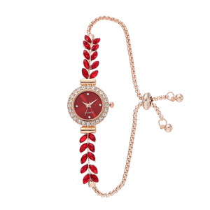 Nuova moda foglia <span class=keywords><strong>sottile</strong></span> cinturino con diamanti rotondi diamanti rotondi con coulisse regolabile braccialetto <span class=keywords><strong>orologio</strong></span> al quarzo per le donne - Product Image 5