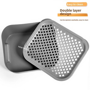 Tappetino Extra-Large in Plastica per Lettiera Gatti con Funzioni Anti-Schizzi e Anti-Perdita di Sabbia, Design Rettangolare - Product Image 1