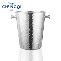 Seau à champagne doré, seau à glace en acier inoxydable martelé avec poignées latérales, refroidisseur à champagne en métal pour fêtes, mariages