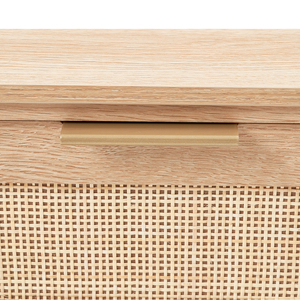 Rattan Console Table With 3 Storage Drawers Natural Rattan Sliding <b>Door</b> Entryway Sofa Table - Product Image 2