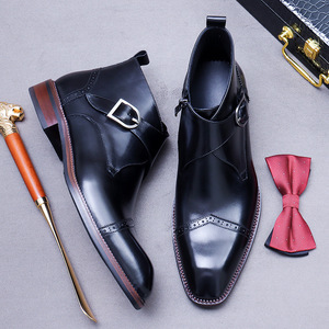 Luxury brand leather Mardin <b>boots</b> with zippers, business trend metal snap fasteners, formal wear, fashionable men's <b>boots</b> - Product Image 2