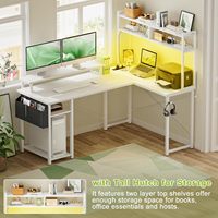 Petit bureau de jeu en métal en forme de L avec prise de courant, support pour écran de 48 pouces, sac de rangement double face, convertible, portable, simple