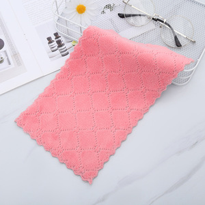 Paño de cocina de doble cara de coral polar estilo europeo-americano, rectangular, antiadherente, sin pelusas, para limpiar ollas y sartenes. - Product Image 3