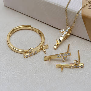 Ensemble de bijoux DIY en argent S925, pendentif de divination, boucles d'oreilles et bague avec support vide pour perles de 6 à 8 mm pour les fêtes - 3152 - Product Image 1