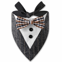 Bandana pour chien Tuxedo avec nœud papillon, foulard triangulaire pour chien avec panneau blanc, accessoire de cou en coton pour toutes les saisons S M L