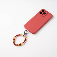 Lanière de téléphone courte avec perles d'agate rouge corail naturel et de jade, sangle porte-clés en perles pour sacs à main et téléphones portables