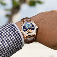 Montre mécanique automatique pour hommes, montre bracelet modèle Simple de la carte du monde, squelette de luxe, marque originale, livraison gratuite