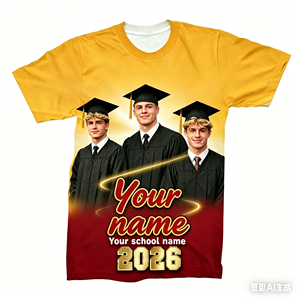 T-shirt personnalisé pour la remise des diplômes 2026 – Nom et photo sur mesure, impression 3D intégrale, grande taille, manches courtes, pour homme - Product Image 4