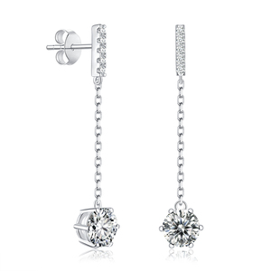 Boucles d'oreilles pendantes en argent 1CT avec pierre en silicone et moissanite tendance - Product Image 1