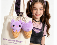 Fabricant OEM – Porte-clés en peluche personnalisé en coton PP, en forme de crème glacée, mignon et doux, unisexe, pour cadeaux d'enfants