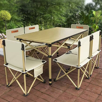 Grande table de pique-nique pliante extérieure en aluminium, fournitures de barbecue multifonctions portables pour le camping et l'école pour les extérieurs