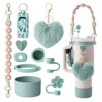 Sangle de poignée Daisy de haute qualité, anneau en silicone, capuchon de paille à fleurs, manchon de tasse en silicone à pompon pour bouteille d'eau Stanley
