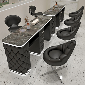 Pink Marble Nail Table Set Adjustable Pedicure Chair Salon Spa Furniture With Storage Drawers - Product Image 2