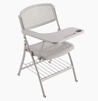 Chaise de formation pliable en plastique durable et respirant avec tablette, cadre en métal noir pour salle de conférence, salle de formation scolaire