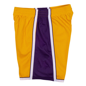 Pantalones Cortos de Baloncesto Amarillos y Morados para Hombre, Cintura Elástica, Franja Lateral, Transpirables, para Uso en Exteriores, con Espacio para tu Logotipo en la Pierna Derecha - Product Image 3