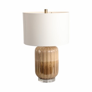 Lampada da Tavolo Cilindrica Moderna con Base in Gres e Paralume in Tessuto, Luce Notturna per Camera da Letto e Soggiorno - Product Image 2