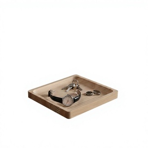 <b>Square</b> Wooden Decorative Tray Minimalist Design Durable Natural Wood Surface for <b>Keys</b> Watch Accessories Storage - Product Image 1