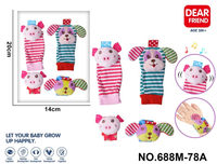 Hochet de poignet en peluche singe et éléphant et chaussettes de pied lion et panda, jouet amusant pour bébé H041K pour 0-24 mois