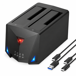 Base de Conexión <span class=keywords><strong>FIDECO</strong></span> de Doble Bahía para Discos Duros y SSD SATA de 2.5 y 3.5 Pulgadas, USB 3.0, con Función de Clonación y LED para Copia de Seguridad de PC - Product Image 1