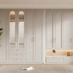 Armoires de chambre à coucher BALOM personnalisées, modernes et luxueuses, avec portes en MDF cintrées, couleur personnalisée, pour salon - Product Image 4