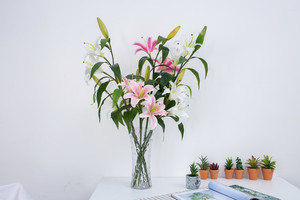Venta al por mayor barato real tacto interior decoración de <span class=keywords><strong>la</strong></span> boda artificial lily FLORES PLANTAS rama para venta - Product Image 4