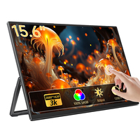 Moniteur portable Eimio 15,6 pouces 100 % sRGB à large gamme de couleurs, écran tactile pour la création, extension d'écran portable pour ordinateur portable de trading, OEM