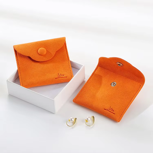 Customize Microfiber Snap Button Closure Suede Jewelry Pouches Bags for Necklace Jewelry <b>Gift</b> - Product Image 1