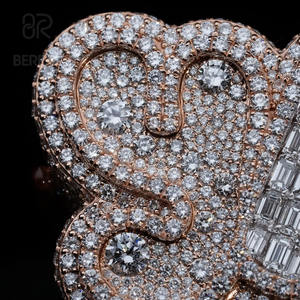 แหวนเพชร IGI Certified VVS Lab Grown Diamond ประดับเพชรเต็มวง แบบสั่งทำสำหรับผู้ชาย เพชรสร้างในห้องปฏิบัติการ เงินแท้ 925 สไตล์ฮิปฮอป แหวนตัวอักษร เครื่องประดับ - Product Image 2