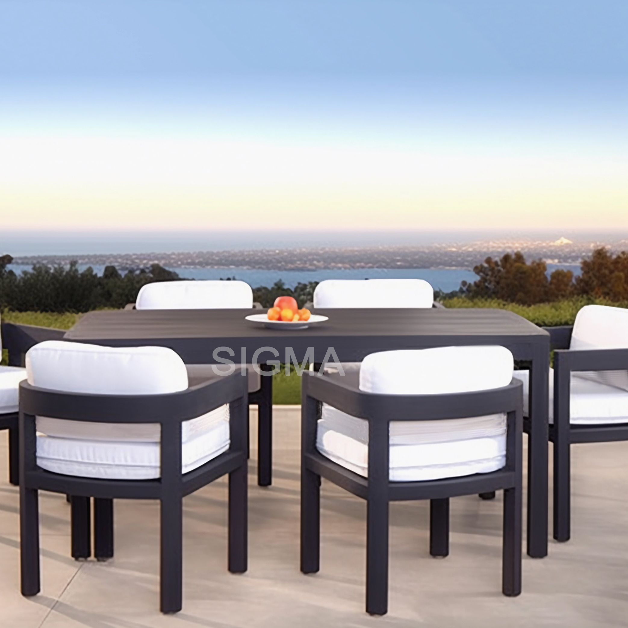 Modern aluminum patio furniture outdoor dining chairs garden waterproof fabric chair