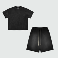 Ensemble de survêtement effiloché survêtement uni pour hommes personnalisé ensemble de short de 2 pièces pour hommes faites votre propre survêtement