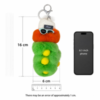 Porte-clés en peluche mignon, animal en peluche moelleux avec bonnet tricoté et lunettes de soleil, breloque de sac personnalisée, vente en gros, cadeau OEM