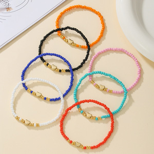 Ethnic Style Seed <b>Bead</b> <b>Bracelet</b> Heart Shape Multi Layered Color Block Women Jewelry Plastic Unisex Summer 2025 - Product Image 2