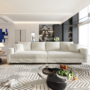 Plush Corduroy 4-Seat Sofa,Modern Comfy Upholstered Sofa Cloud Couch,Deep Seat Couches with Soft <b>Pillows</b> - Product Image 4