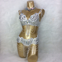 Ecowalson Nouveauté Ensemble de costume de danse du ventre pour femmes avec soutien-gorge et ceinture Robes en soie/coton pour la danse du ventre Carnaval