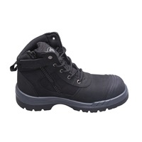 Sepatu Kerja Safety Pria Anti Tusuk dengan Ritsleting Samping OEM, Berujung Baja untuk Bengkel Industri