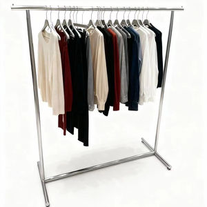 高品質ステンレス製衣類ラック、床置き型、商業用ブティック向け、シルバー、キャスター付き - Product Image 1