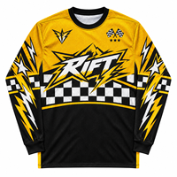 Jersey BMX MTB Grafis Vintage OEM Biru Hitam Kotak-kotak Sublimasi Cetak Logo Nama Acara Bahan Mesh untuk Sepeda Gunung dan Dirt Bike