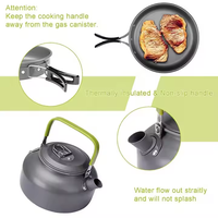 Batterie de cuisine de camping avec réchaud, kit de désordre de camping portable avec casseroles/poêles et fourchette pliante pour l'extérieur/le camping/la randonnée/le pique-nique
