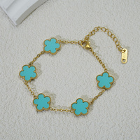 Pulsera de Acero Inoxidable con Baño de Vacío de 18K, Diseño de Trébol de Cinco Flores, Amuleto de Cuatro Hojas, Joyería de Moda, Accesorios para Mujer, Regalo