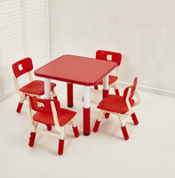 Ensemble table et chaises réglables ignifuges pour maternelle, avec sièges en plastique et pieds en métal, idéal pour les salles de classe préscolaires, garderies et crèches