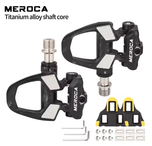 Pedales de carbono MEROCA con 3 rodamientos para bicicleta de carretera, pedales sin clip de fibra de carbono con placa de bloqueo ultraligeros para sistema <span class=keywords><strong>Shimano</strong></span> <span class=keywords><strong>SPD</strong></span> - Product Image 4